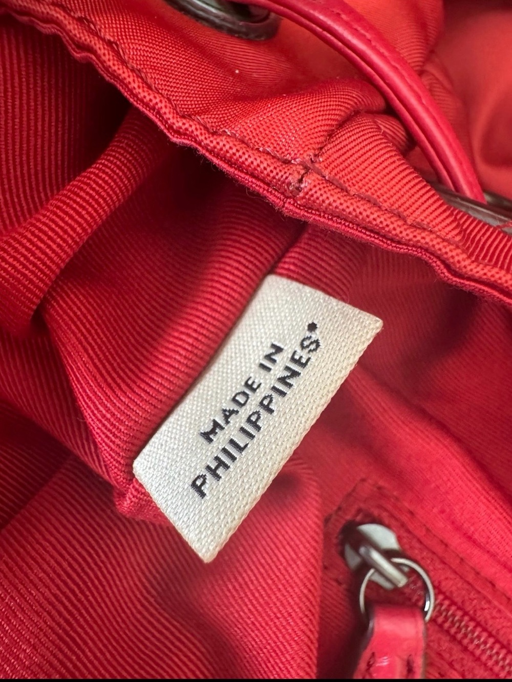 Coach Bright Red Nylon Drawstring Backpack with Front Pockets - Picture 7 of 12
